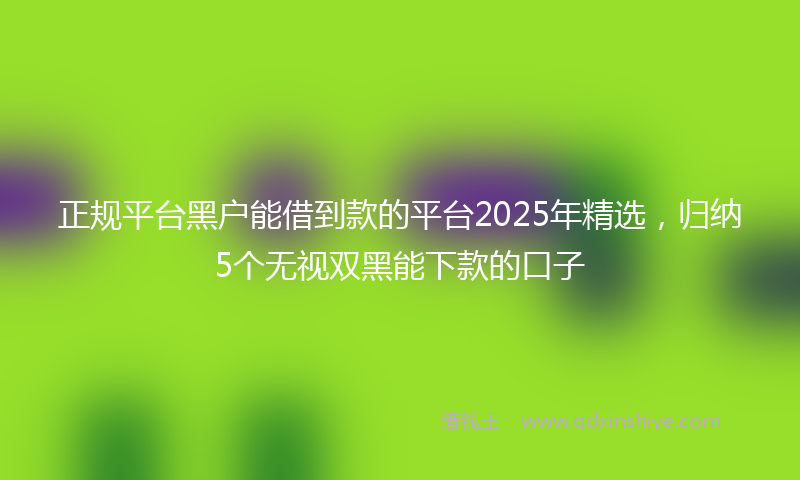 正规平台黑户能借到款的平台2025年精选，归纳5个无视双黑能下款的口子