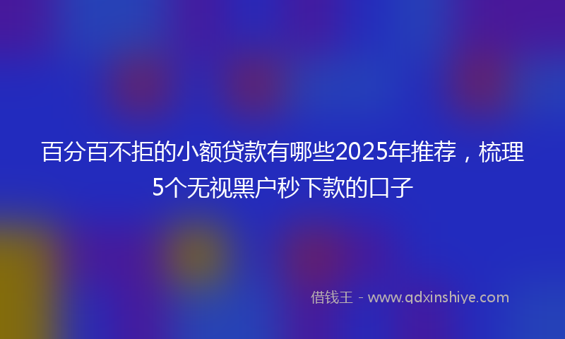 百分百不拒的小额贷款有哪些2025年推荐，梳理5个无视黑户秒下款的口子