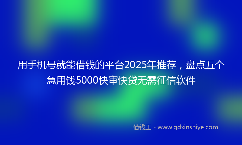 用手机号就能借钱的平台2025年推荐,盘点五个急用钱5000快审快贷无需征信软件