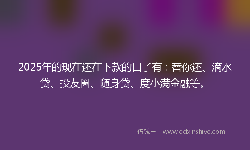2025年的现在还在下款的口子有：替你还、滴水贷、投友圈、随身贷、度小满金融等。