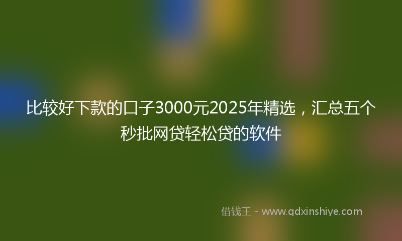 比较好下款的口子3000元2025年精选，汇总五个秒批网贷轻松贷的软件