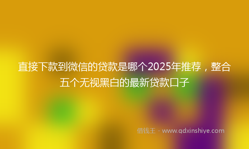 直接下款到微信的贷款是哪个2025年推荐，整合五个无视黑白的最新贷款口子