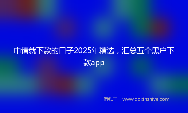申请就下款的口子2025年精选，汇总五个黑户下款app