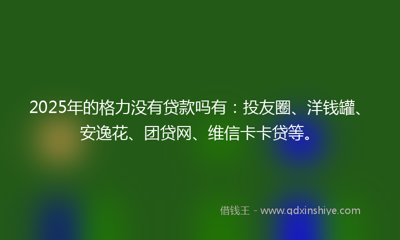 2025年的格力没有贷款吗有：投友圈、洋钱罐、安逸花、团贷网、维信卡卡贷等。