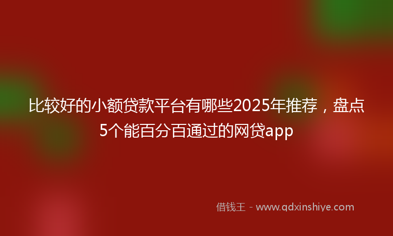 比较好的小额贷款平台有哪些2025年推荐，盘点5个能百分百通过的网贷app
