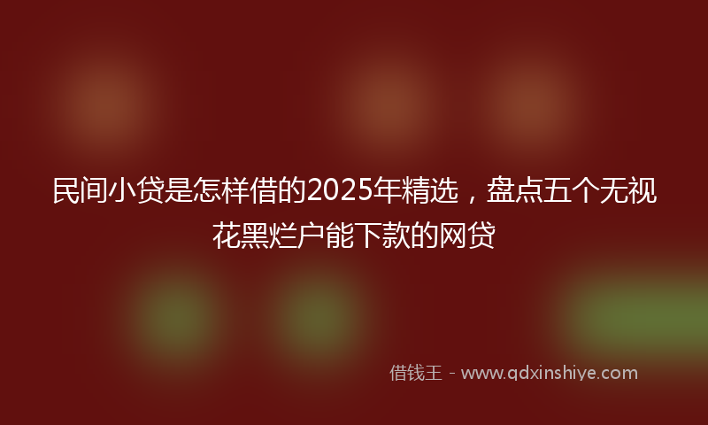民间小贷是怎样借的2025年精选，盘点五个无视花黑烂户能下款的网贷