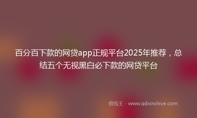 百分百下款的网贷app正规平台2025年推荐，总结五个无视黑白必下款的网贷平台