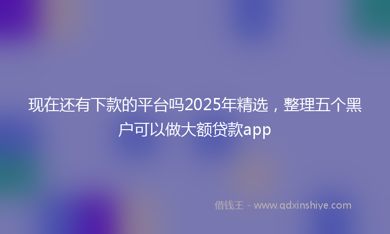 现在还有下款的平台吗2025年精选，整理五个黑户可以做大额贷款app