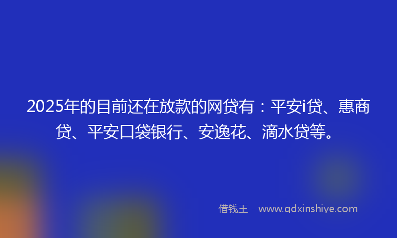 2025年的目前还在放款的网贷有：平安i贷、惠商贷、平安口袋银行、安逸花、滴水贷等。