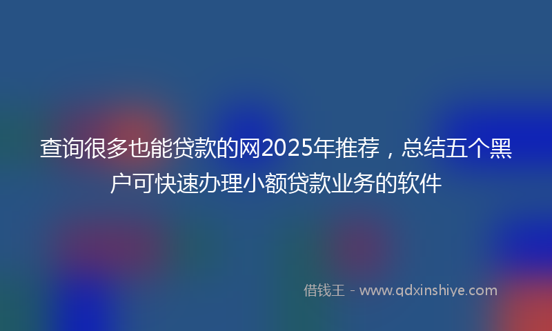 查询很多也能贷款的网2025年推荐，总结五个黑户可快速办理小额贷款业务的软件