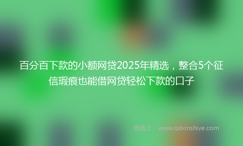 百分百下款的小额网贷2025年精选，整合5个征信瑕疵也能借网贷轻松下款的口子