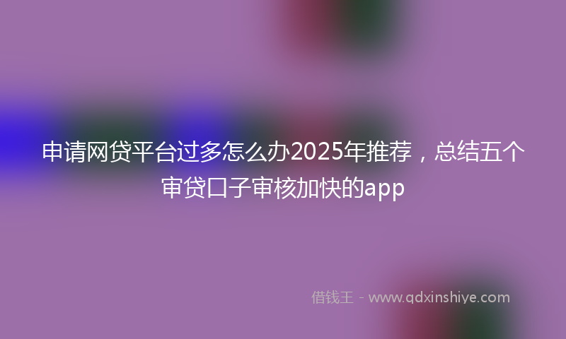 申请网贷平台过多怎么办2025年推荐,总结五个审贷口子审核加快的app