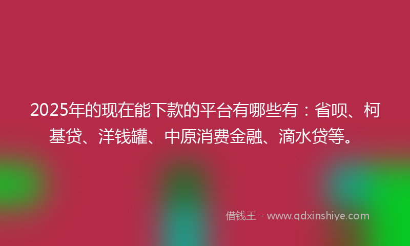 2025年的现在能下款的平台有哪些有：省呗、柯基贷、洋钱罐、中原消费金融、滴水贷等。