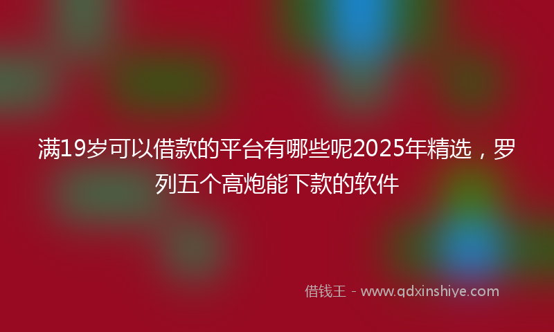 满19岁可以借款的平台有哪些呢2025年精选，罗列五个高炮能下款的软件