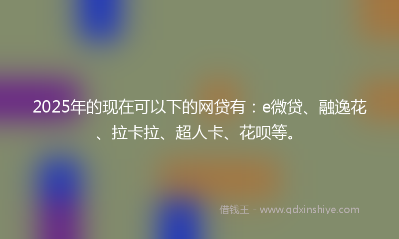 2025年的现在可以下的网贷有：e微贷、融逸花、拉卡拉、超人卡、花呗等。