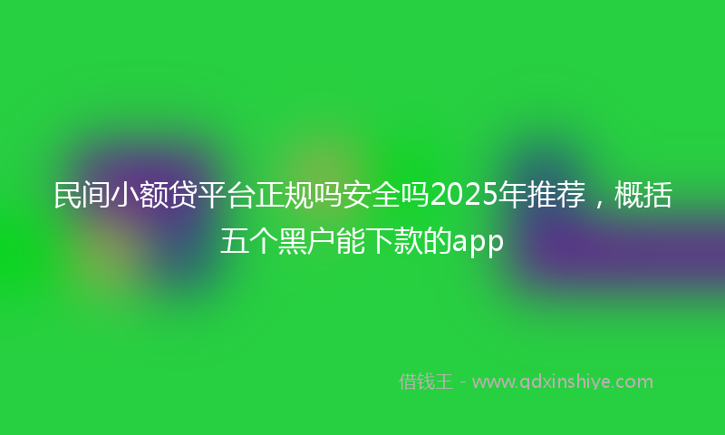 民间小额贷平台正规吗安全吗2025年推荐，概括五个黑户能下款的app
