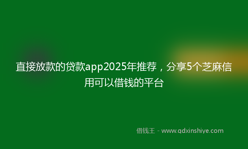 直接放款的贷款app2025年推荐，分享5个芝麻信用可以借钱的平台