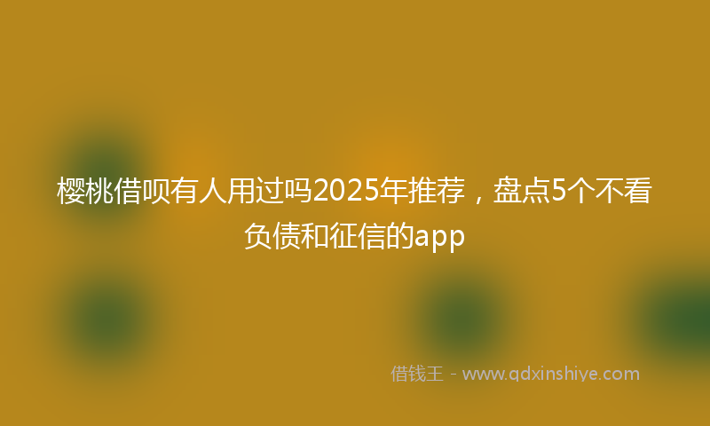 樱桃借呗有人用过吗2025年推荐，盘点5个不看负债和征信的app