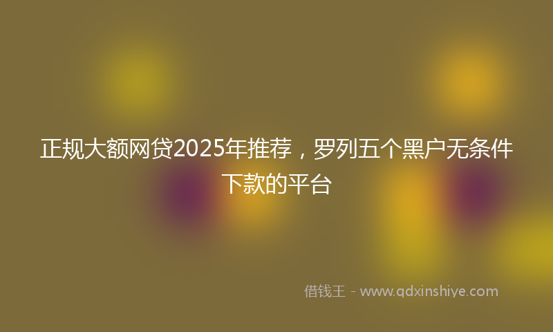 正规大额网贷2025年推荐，罗列五个黑户无条件下款的平台