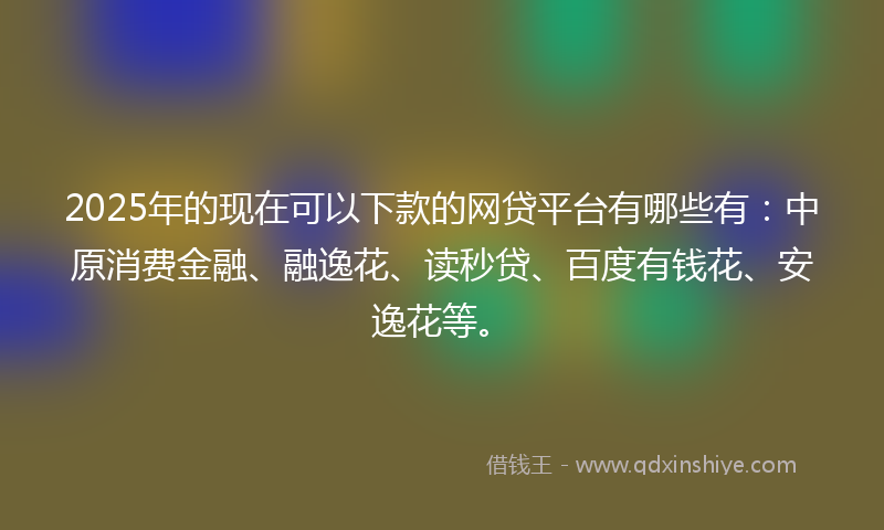 2025年的现在可以下款的网贷平台有哪些有：中原消费金融、融逸花、读秒贷、百度有钱花、安逸花等。