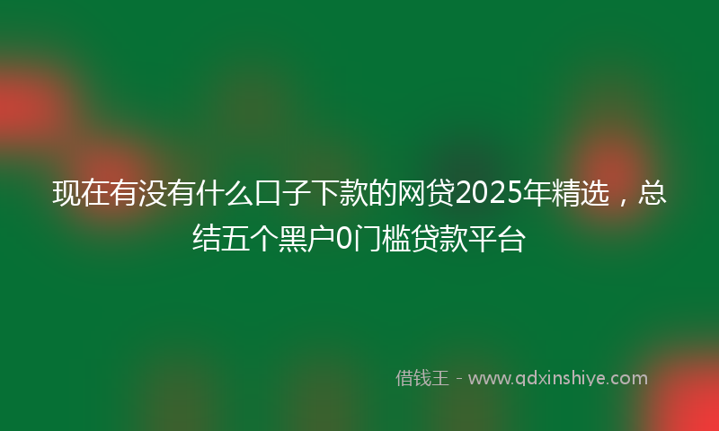 现在有没有什么口子下款的网贷2025年精选，总结五个黑户0门槛贷款平台
