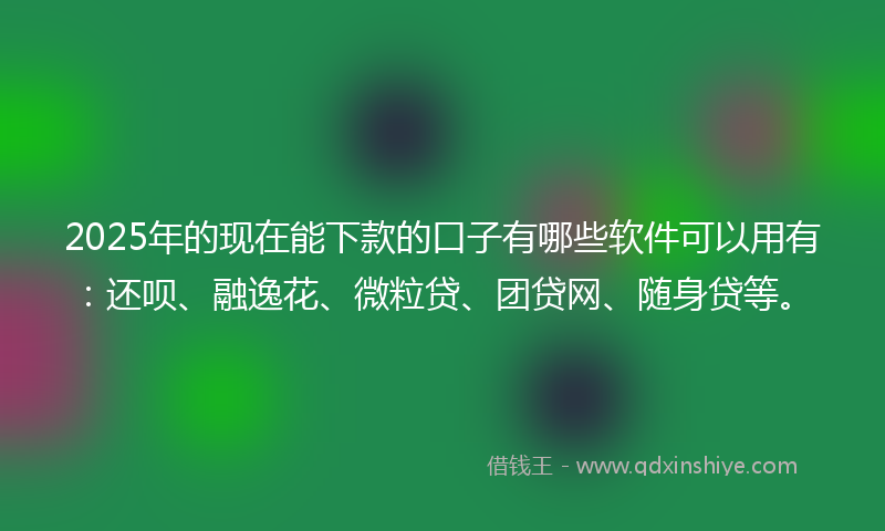 2025年的现在能下款的口子有哪些软件可以用有：还呗、融逸花、微粒贷、团贷网、随身贷等。