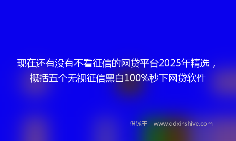 现在还有没有不看征信的网贷平台2025年精选,概括五个无视征信黑白100%秒下网贷软件