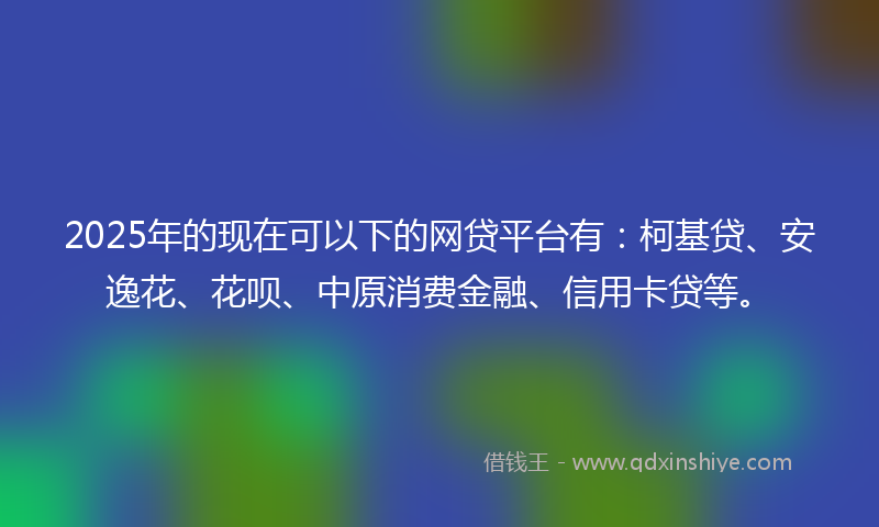 2025年的现在可以下的网贷平台有：柯基贷、安逸花、花呗、中原消费金融、信用卡贷等。
