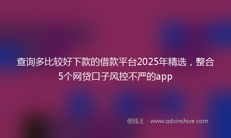 查询多比较好下款的借款平台2025年精选，整合5个网贷口子风控不严的app