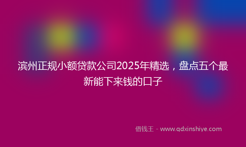 滨州正规小额贷款公司2025年精选，盘点五个最新能下来钱的口子