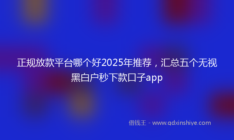 正规放款平台哪个好2025年推荐，汇总五个无视黑白户秒下款口子app