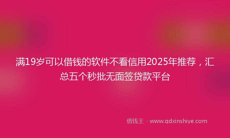 满19岁可以借钱的软件不看信用2025年推荐，汇总五个秒批无面签贷款平台