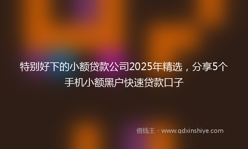 特别好下的小额贷款公司2025年精选，分享5个手机小额黑户快速贷款口子