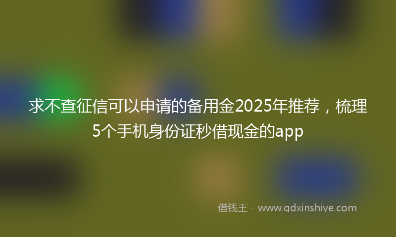 求不查征信可以申请的备用金2025年推荐，梳理5个手机身份证秒借现金的app