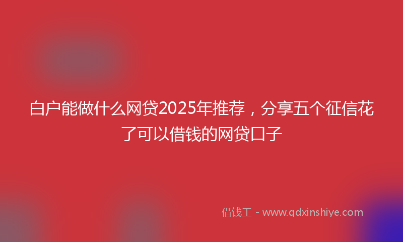 白户能做什么网贷2025年推荐，分享五个征信花了可以借钱的网贷口子