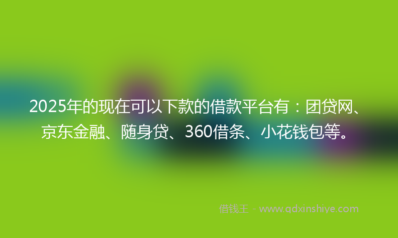 2025年的现在可以下款的借款平台有：团贷网、京东金融、随身贷、360借条、小花钱包等。