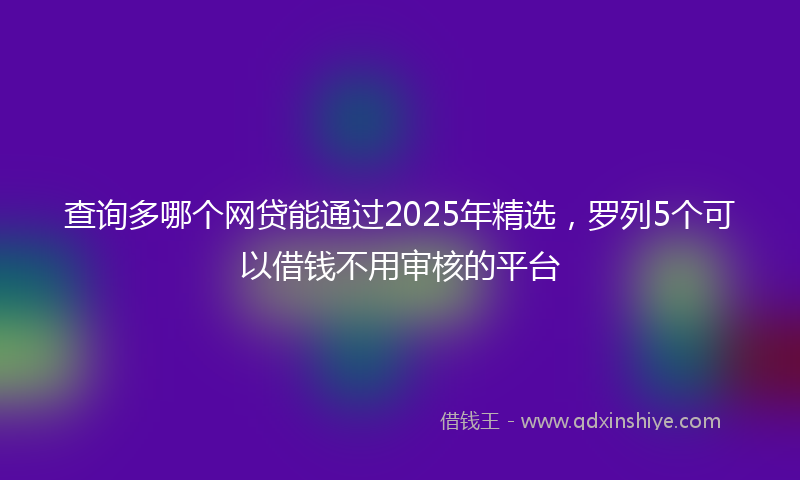 查询多哪个网贷能通过2025年精选,罗列5个可以借钱不用审核的平台