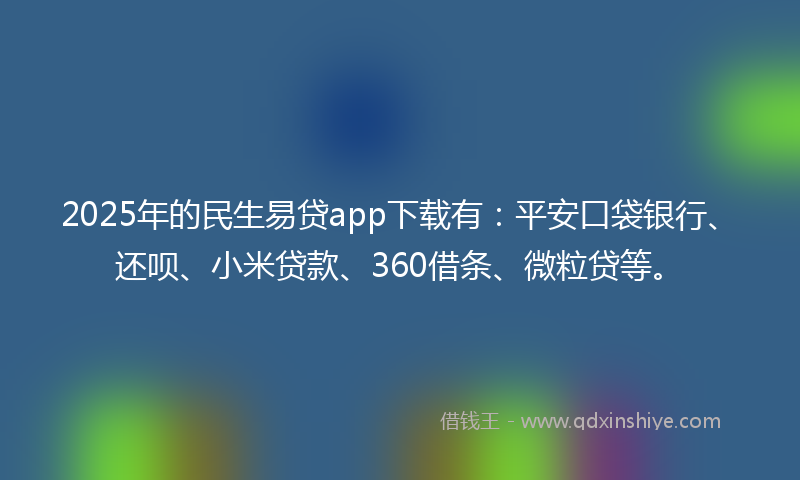 2025年的民生易贷app下载有：平安口袋银行、还呗、小米贷款、360借条、微粒贷等。