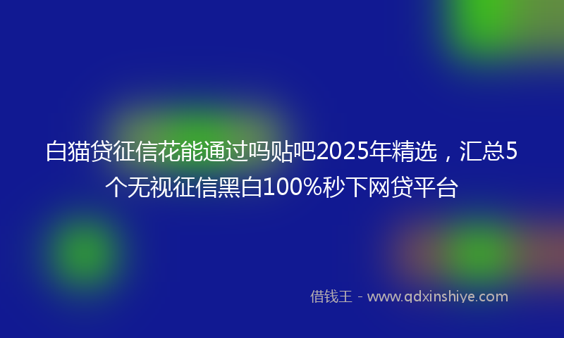 白猫贷征信花能通过吗贴吧2025年精选，汇总5个无视征信黑白100%秒下网贷平台