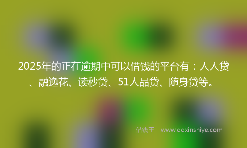 2025年的正在逾期中可以借钱的平台有：人人贷、融逸花、读秒贷、51人品贷、随身贷等。