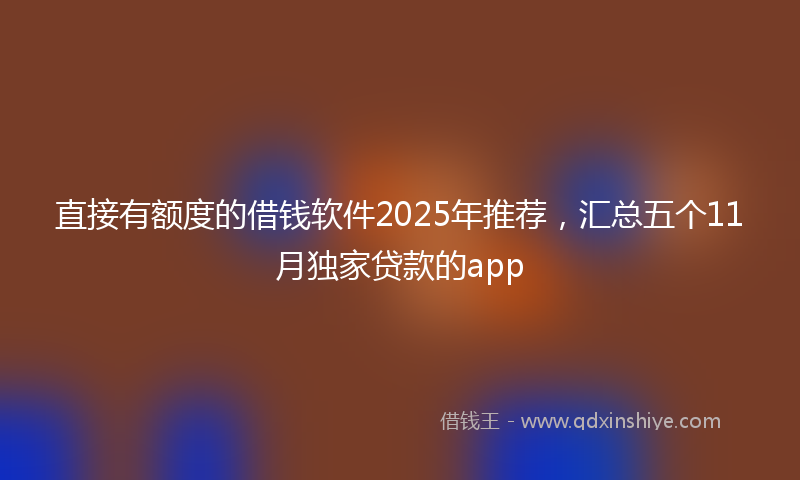 直接有额度的借钱软件2025年推荐，汇总五个11月独家贷款的app