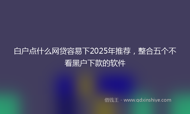 白户点什么网贷容易下2025年推荐，整合五个不看黑户下款的软件