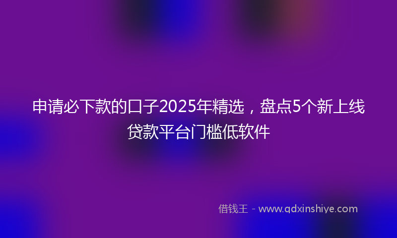 申请必下款的口子2025年精选，盘点5个新上线贷款平台门槛低软件