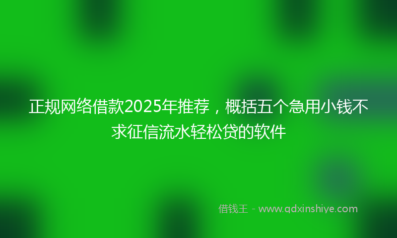 正规网络借款2025年推荐，概括五个急用小钱不求征信流水轻松贷的软件