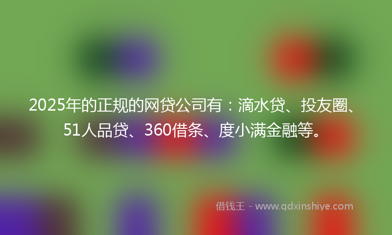2025年的正规的网贷公司有：滴水贷、投友圈、51人品贷、360借条、度小满金融等。