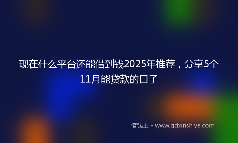 现在什么平台还能借到钱2025年推荐，分享5个11月能贷款的口子