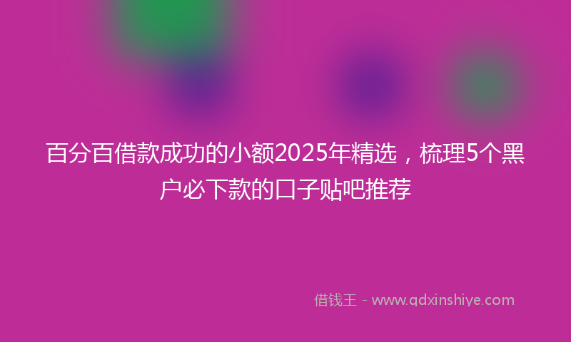百分百借款成功的小额2025年精选，梳理5个黑户必下款的口子贴吧推荐