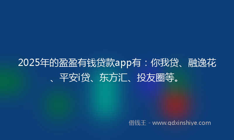 2025年的盈盈有钱贷款app有：你我贷、融逸花、平安i贷、东方汇、投友圈等。