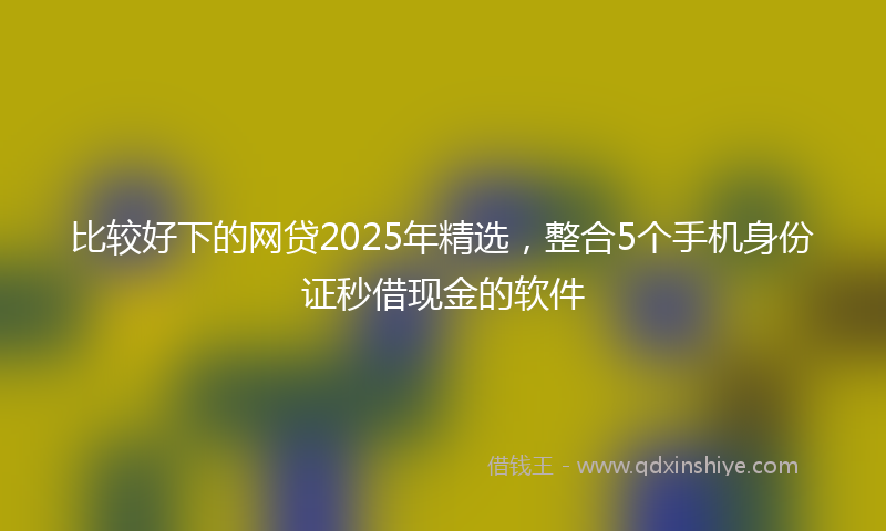 比较好下的网贷2025年精选，整合5个手机身份证秒借现金的软件