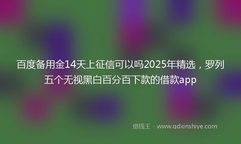 百度备用金14天上征信可以吗2025年精选，罗列五个无视黑白百分百下款的借款app